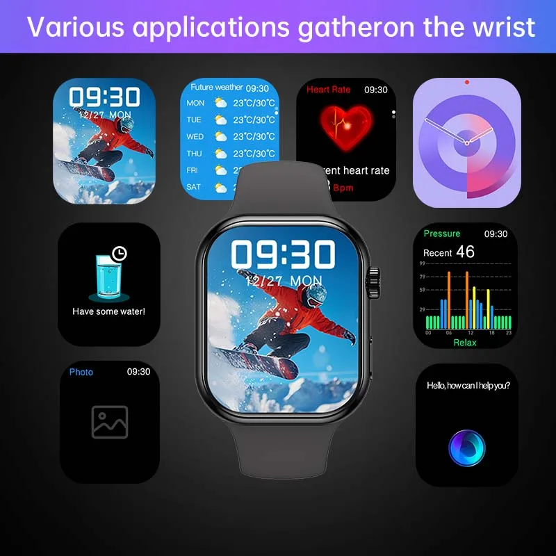 WM الساعات الذكية 2.01 "HD شاشة جهاز تعقب للياقة البدنية للهواتف أندرويد وiOS مراقب معدل ضربات القلب ساعة رياضية للرجال والنساء W55 #4