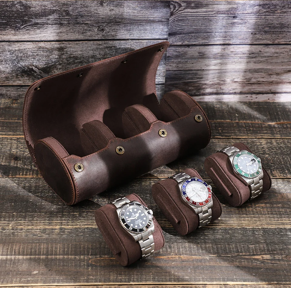 CONTACT'S FAMILY Vintage-Uhrengehäuse aus echtem Leder, Herrenuhren, Reise-Armbanduhr, Rollengehäuse-Halter, hochwertiges Geschenk für Männer – Detail 10