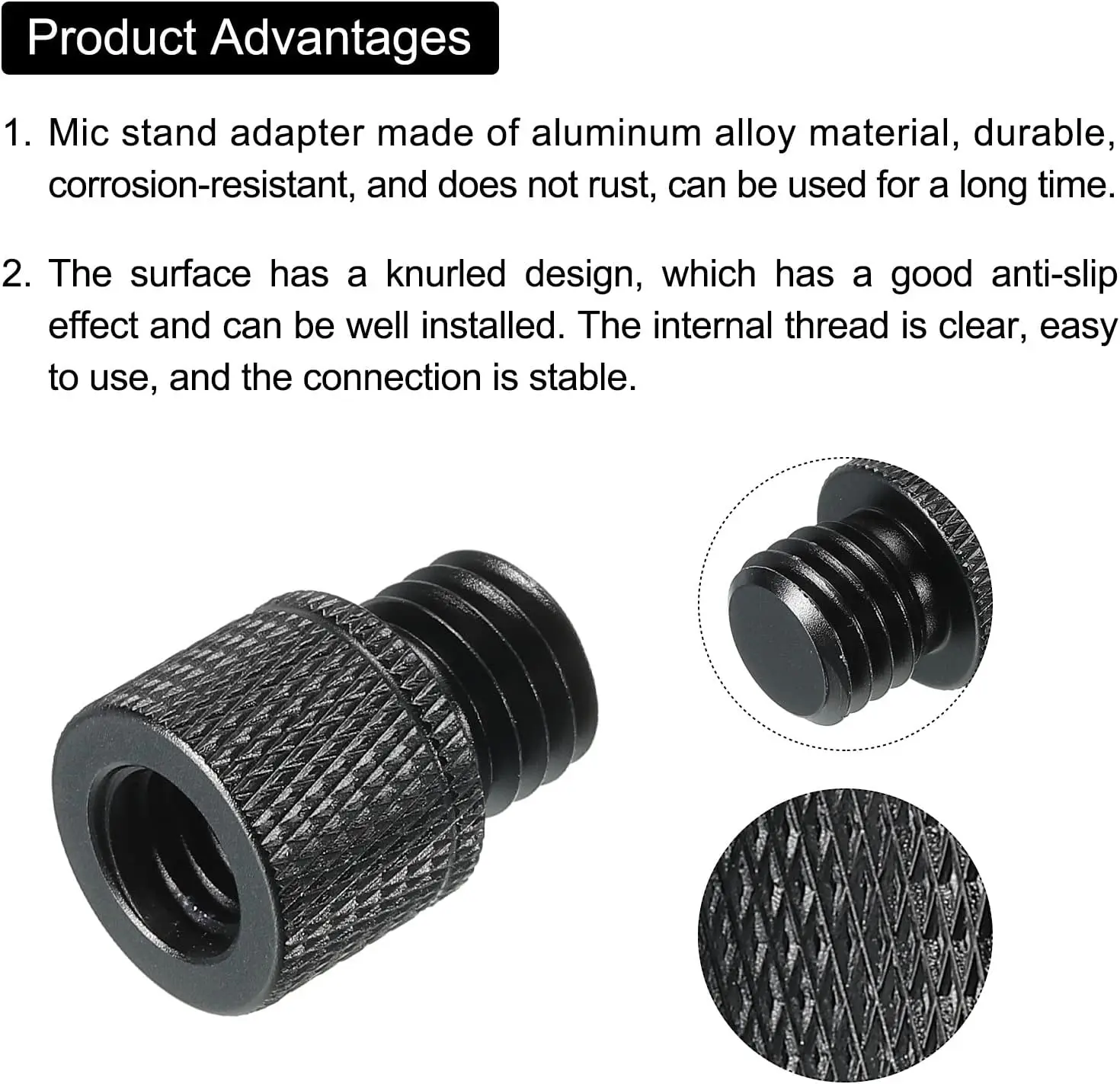 مهايئ حامل ميكروفون أسود للكاميرا ، خيط لولبي ، حامل ثلاثي القوائم ، 3/8 أنثى إلى M12 ذكر ، كاميرا ، 2 حزمة