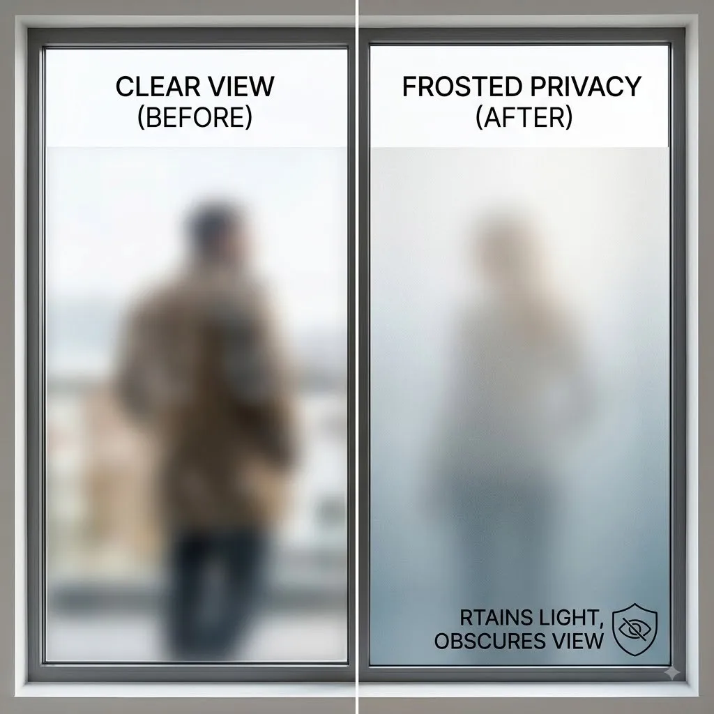 Self Adhesive Solid Frosted Window Film Privacy Protection Opaque Glass Sticker Anti‑UV Home Bathroom Window Decor