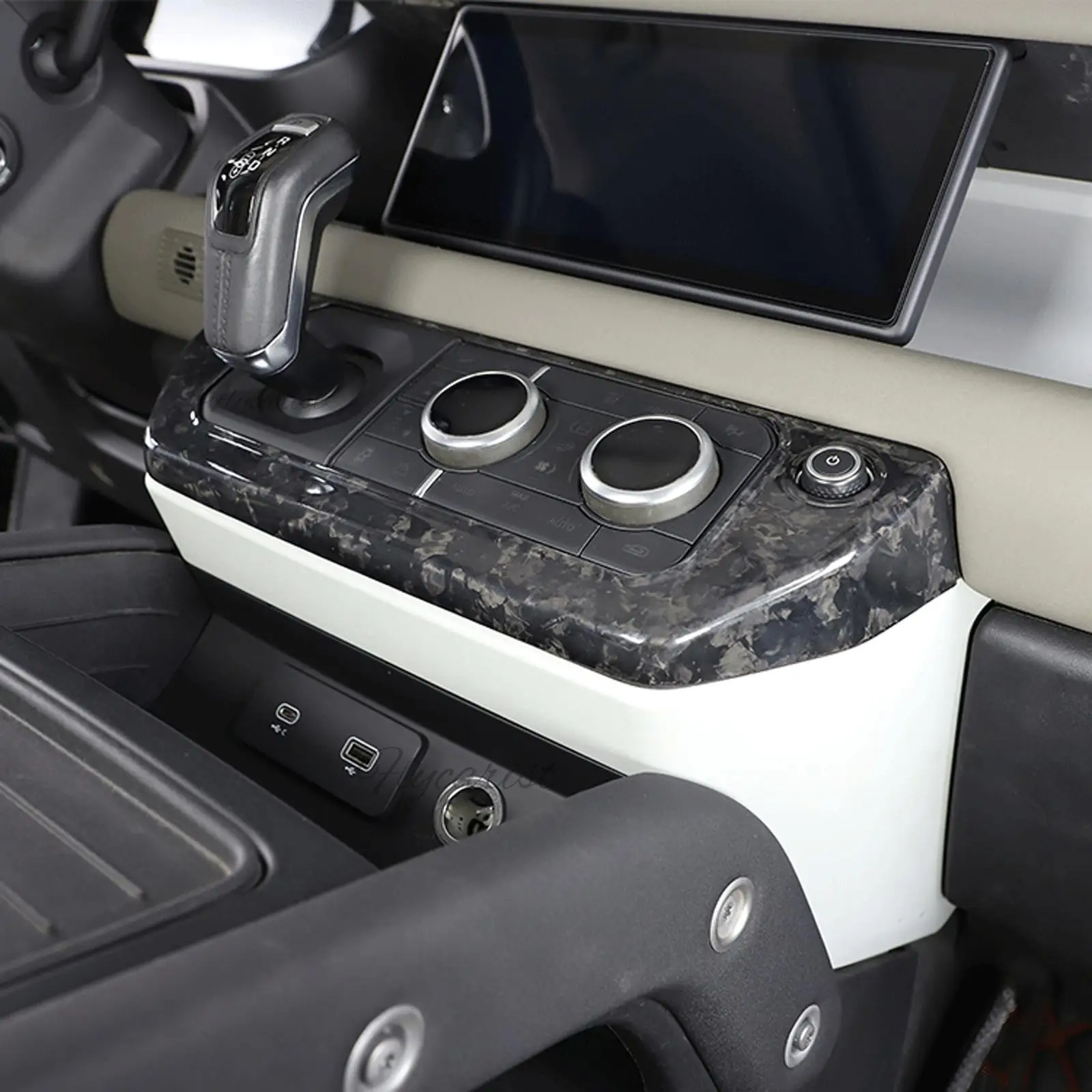 For Land Rover Defender 2020-2022 Air Conditioning Mode Button Frame Forging Pattern Dry Carbon Fiber Cover