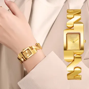 שעון קוורץ דיגיטלי מרובע פשוט עם מראה ערבי קטן וחגורת פלדה