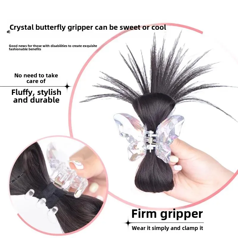 شبه تعادل حورية البحر كريستال القوس الدجاج ريشة شعر مستعار الذيل شعر مستعار كليب على عش الدجاج الكرة الشعر الدائري وهمية الذيل شعر مستعار للشعر الآسيوي