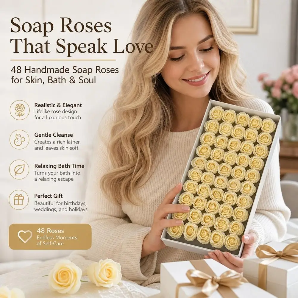 1Box Artificial Soap Rose Flowers DIY Gifts Set(50pcs) For Wedding Decoration DIY Party Valentine's Day Gifts Decoration
