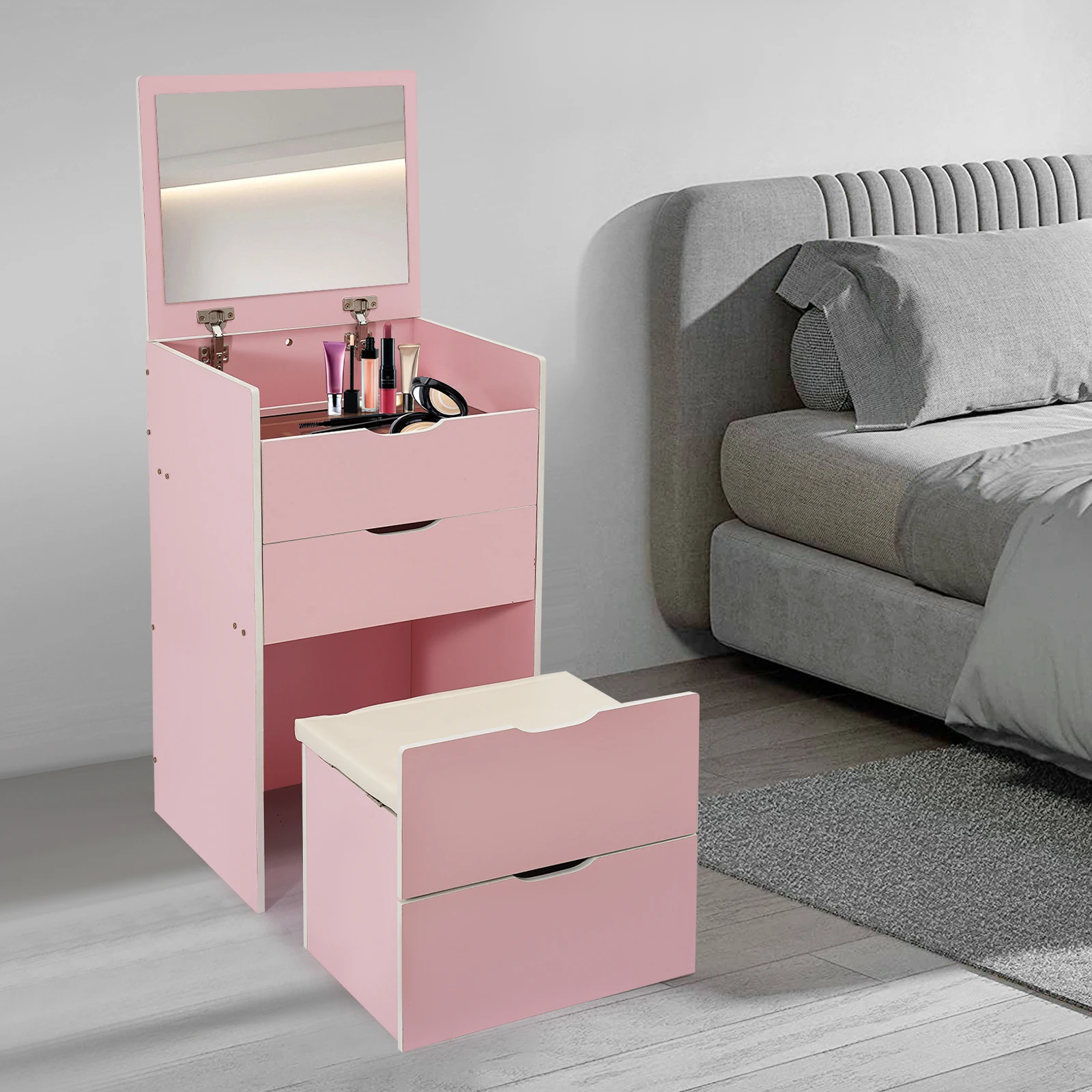 Modern Vanity Desk Vanity Desk With Makeup Stool Makeup Vanity Table  For Homes, Apartments, Dormitories 40*48*80cm
