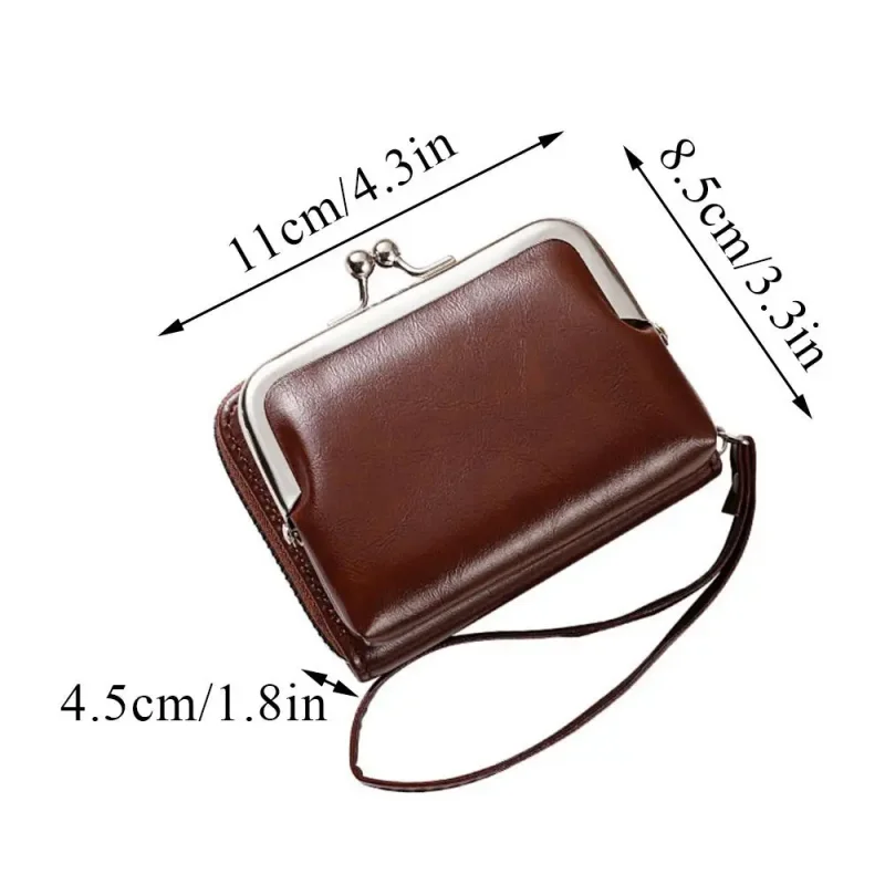 NEW Small Hand-held Portable Bag Wallet Mini Zipper Clip Cute Coin Pouch Buckle Purse Storage Case Multi Card Slot Wrist Strap