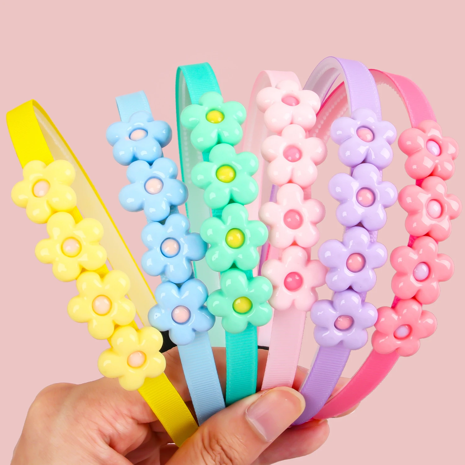 1pc Cute Girls Headbands Candy Color Floral Hairbands Kids Flower Headbands Children Kids Party School Hair Accessories