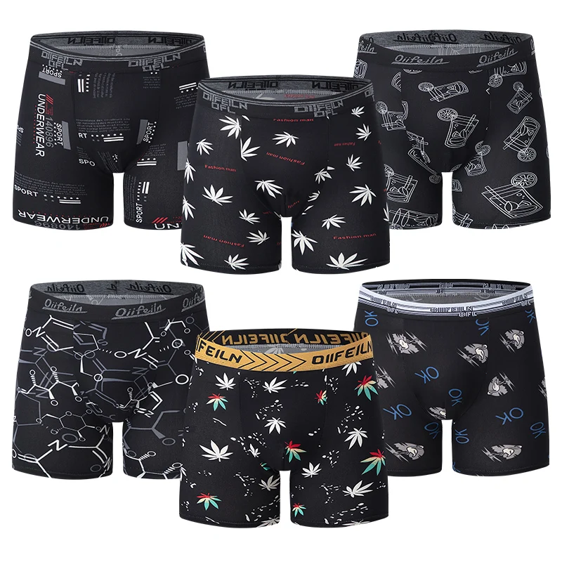 5/10 Piece Set of Men's Fashionable Printed Underwear, Comfortable and Soft Boxer Shorts, Plus Size Sports Base Shorts
