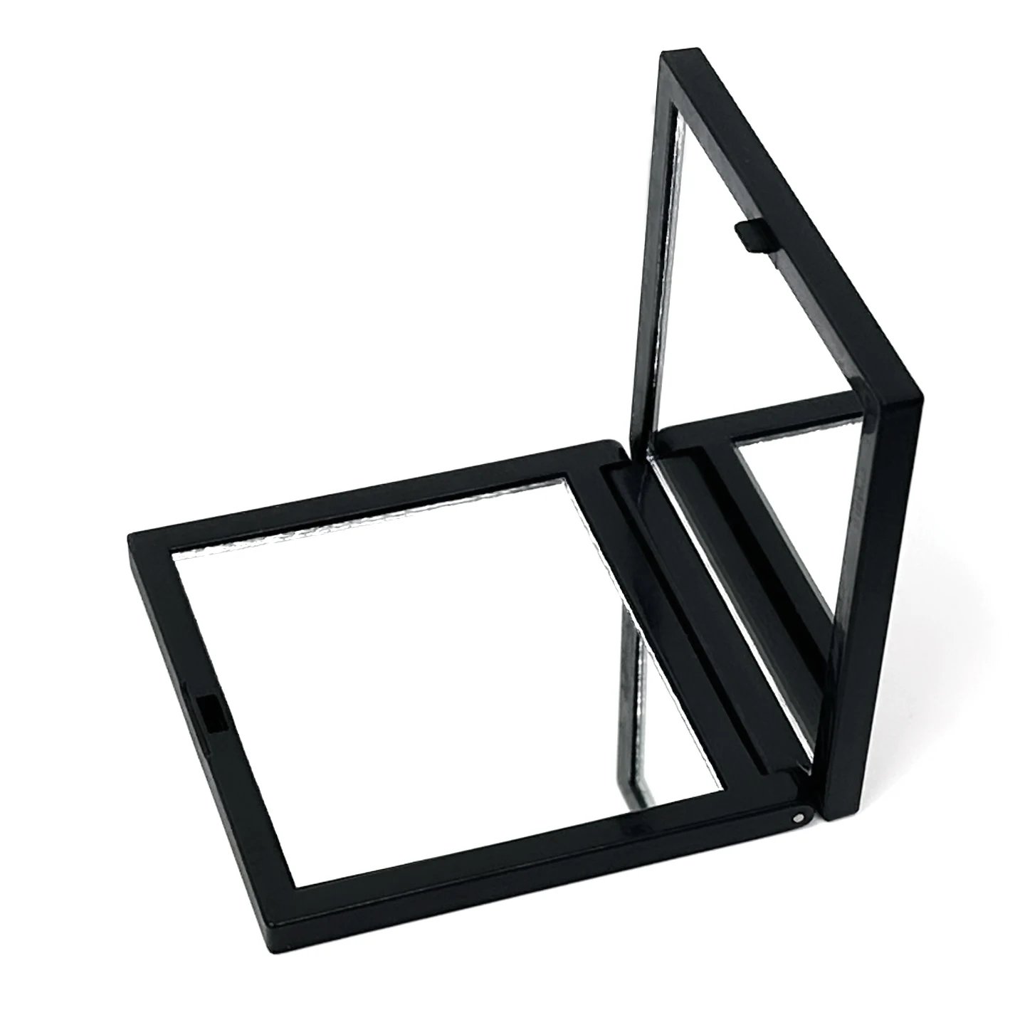 Matte Black Rubber Coating Makeup Mirror, High Quality Square Double Sided 1X/2X Hand Mirror