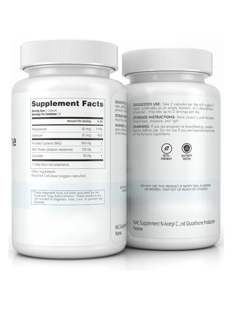 Vegetarian Liver Detoxification and Cleansing - NAC Supplement Containing Quercetin and Milk Thistle for Immune Support