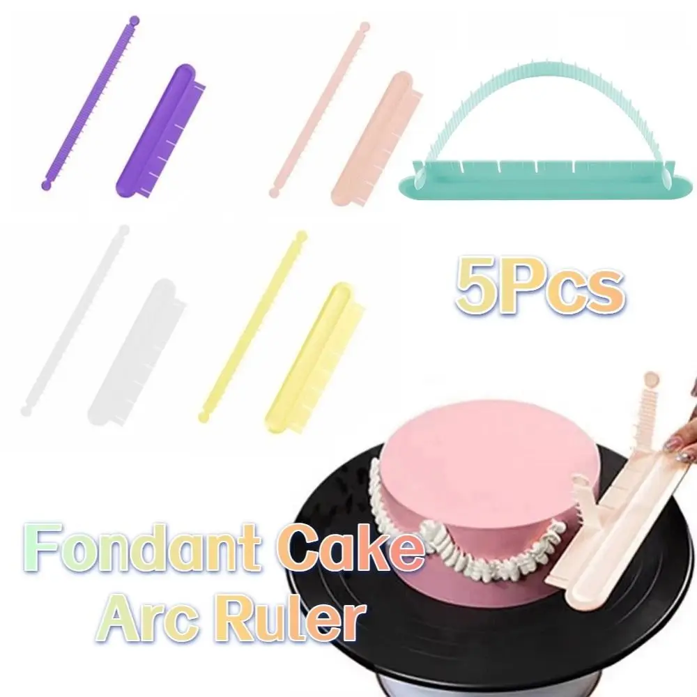 5Pcs Flexible Fondant Cake Arc Ruler Reusable Multi Size Cake Decorating Tools Adjustable Arc Graduated Scale