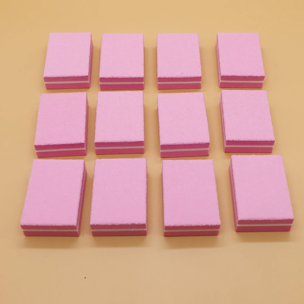 20/40Pcs Mini Sponge Nail Files Buffer Block For Acrylic Natural Nails Pink Sanding Nails File Manicure Pedicure Salon Home Use