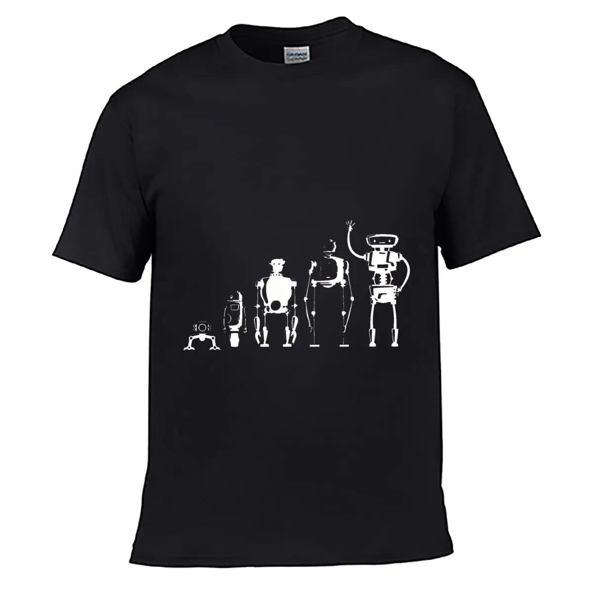 Robot Evolution Humanoid Android Science Fiction Graphic Loose Vintage Distressed Washed Casual Tee