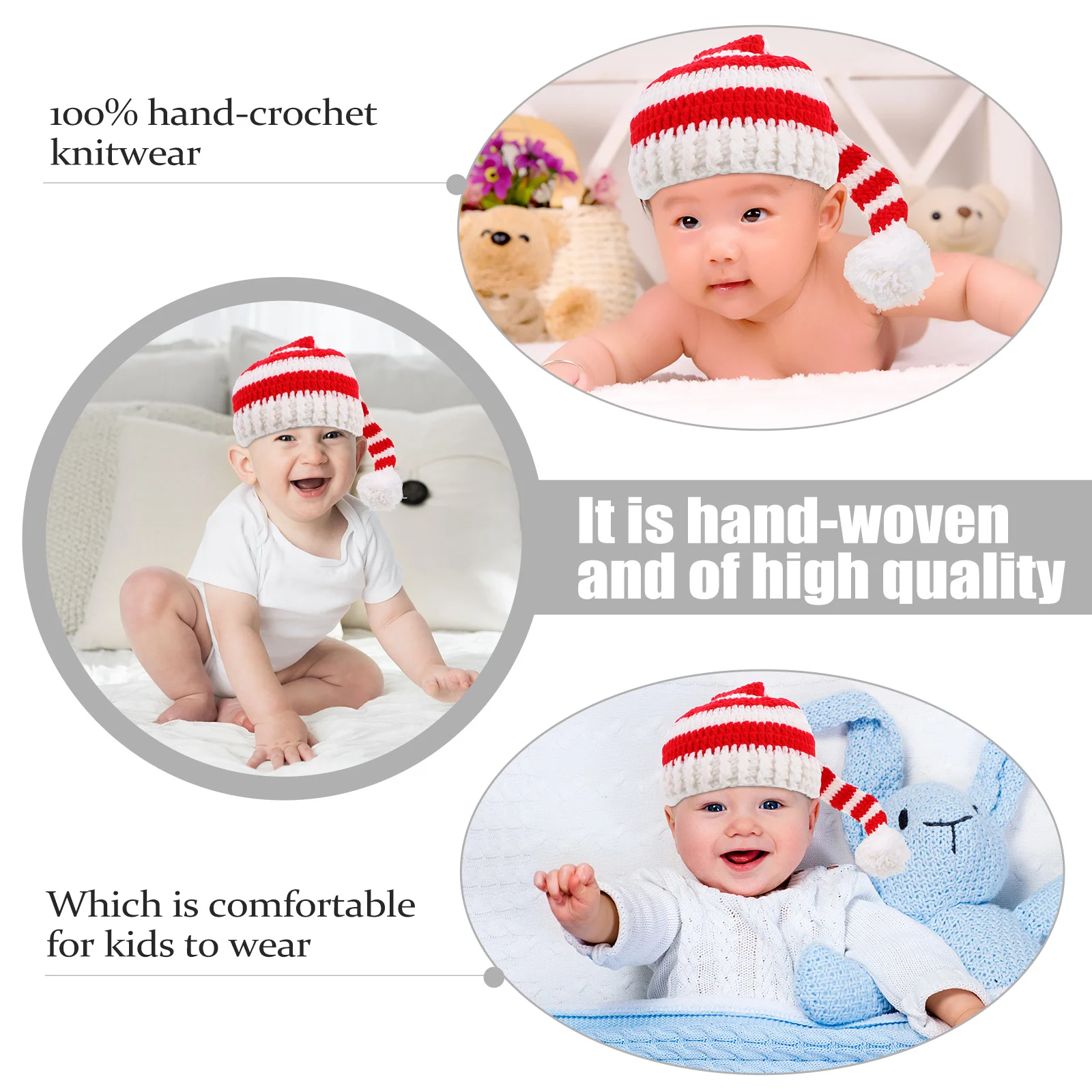 

1Pcs Baby Christmas Long Tail Hat Soft Breathable Infant Photo Prop Xmas Hat Photography Outfit Baby Photo Prop