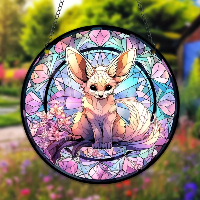 

Cute Animals Stained Suncatcher Panel Animal Window Hanging Room Home Decoration Ornament Gifts for Animals LoversWreath Decor