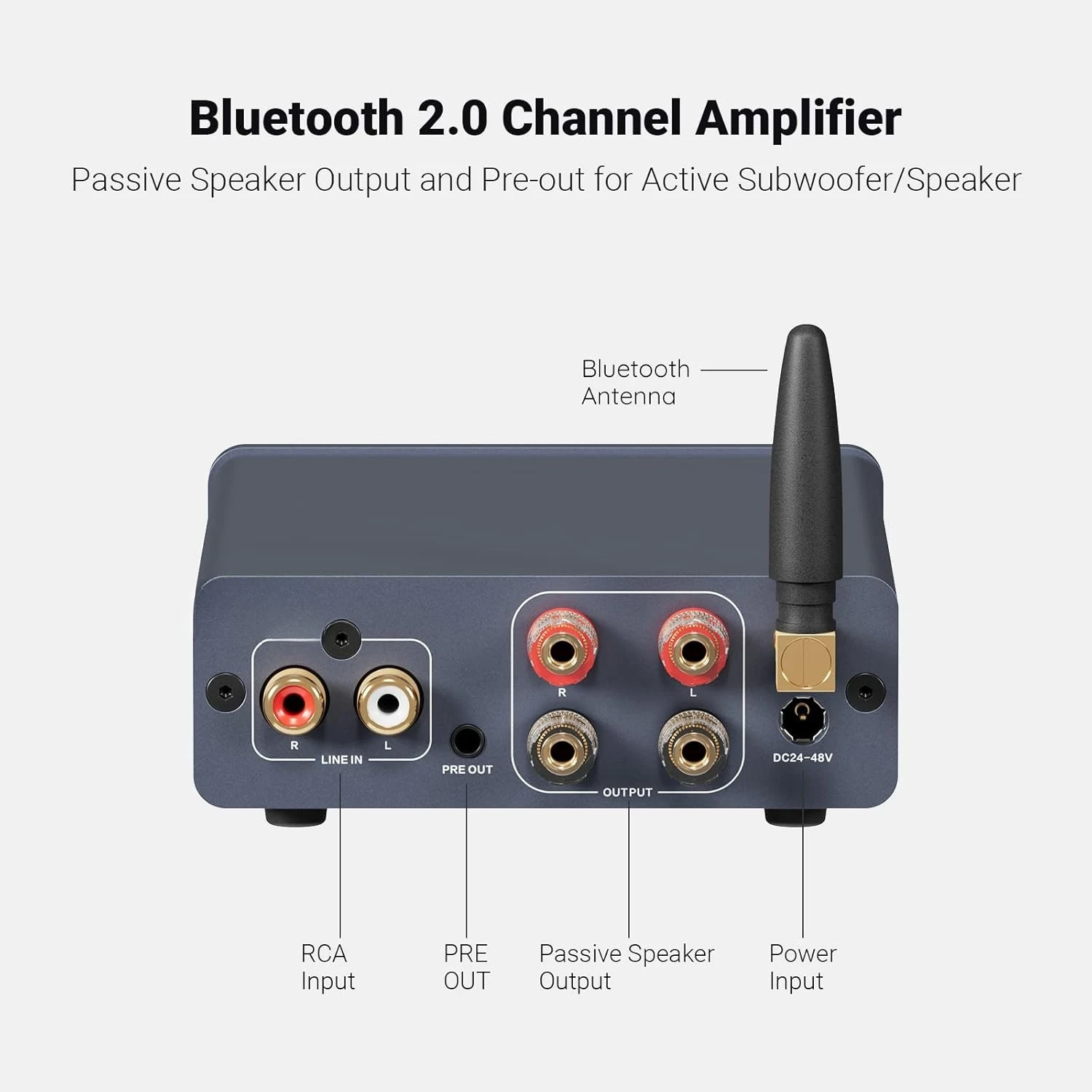 

Bluetooth 5.0 Amplifier, 300W x2 Wireless Amp, TPA3255 2 Channel Mini Class D Integrated Home Audio Outdoor Stereo Receiver