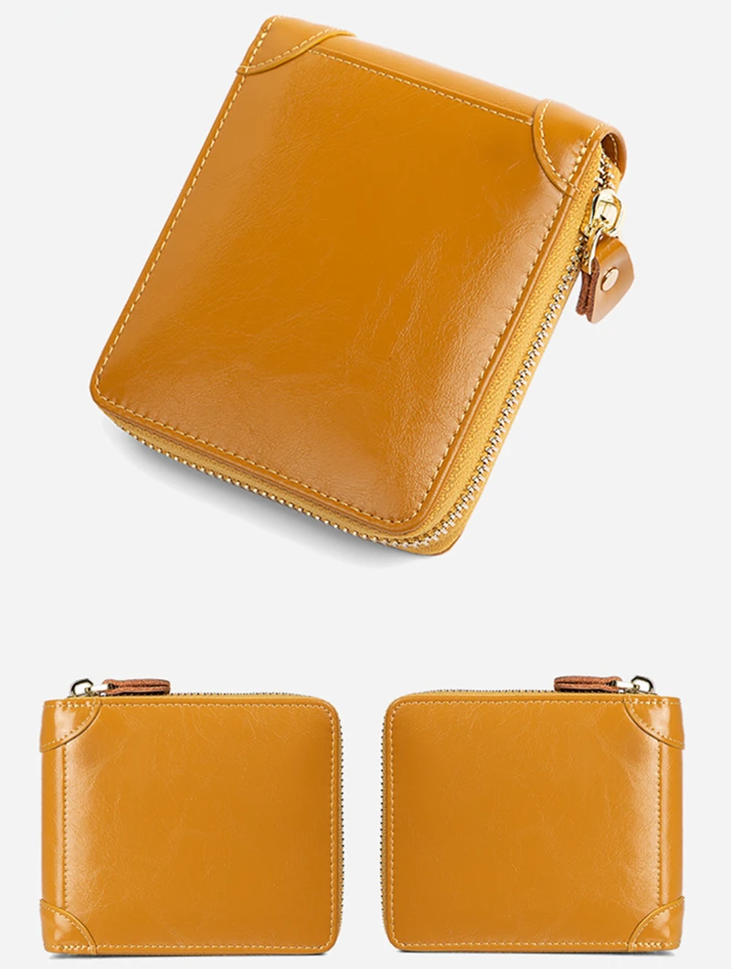 New Women's Luxury Leather Wallet Zipper Short Style Card Holder Solid Color Coin Purses Mini Clutch Bag Money Clip Men Gift