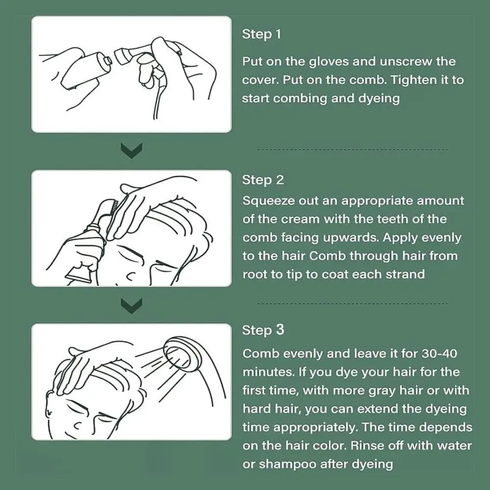 블랙 과일 염색 헤어 크림, 천연 케라틴 헤어 컬러, 식물 에센스 헤어 워싱 컬러 크림, 빗 포함, 80ml