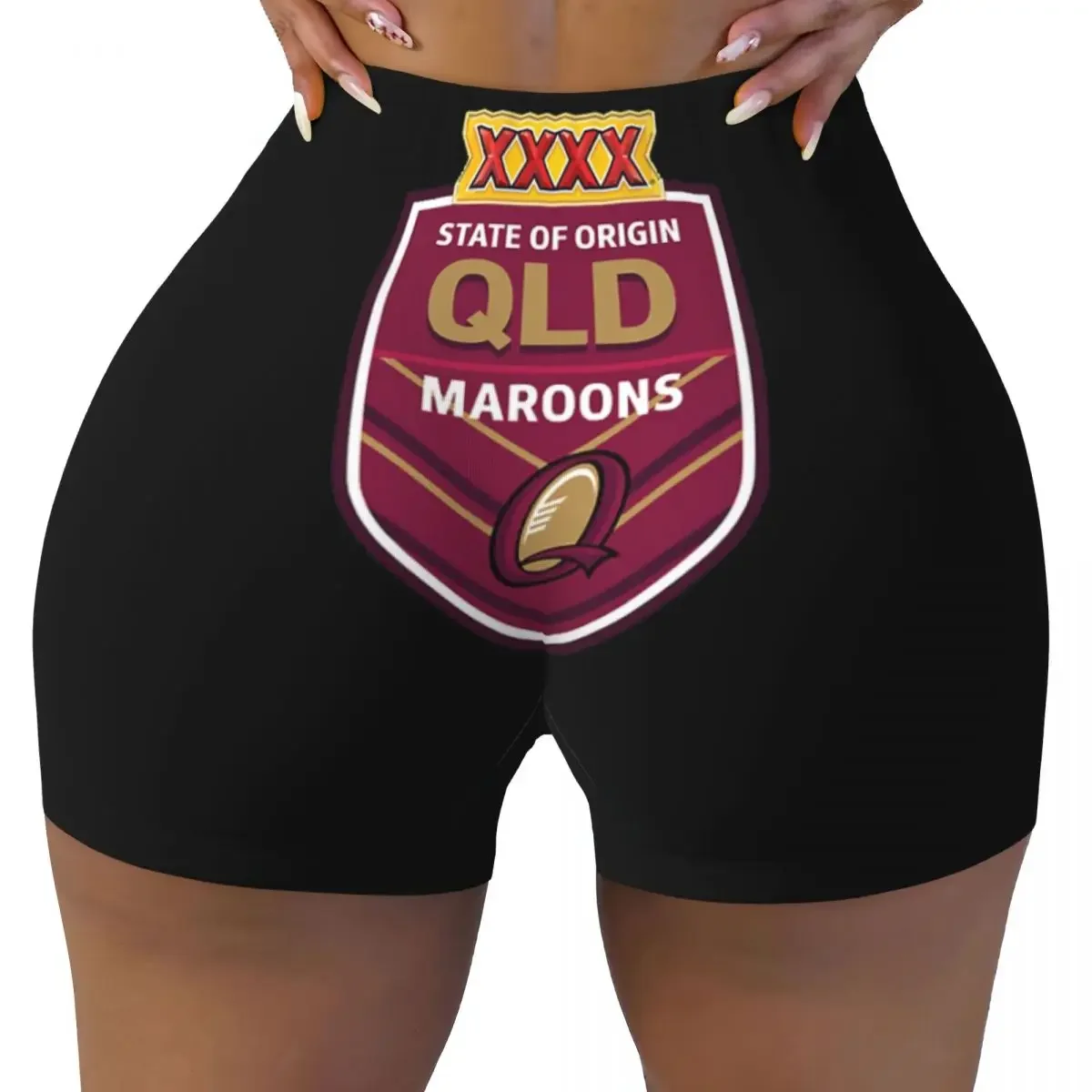 Custom Exelent Queensland Maroons Design Women Gym Workout Running Shorts Athletic Volleyball Biker Yoga Shorts