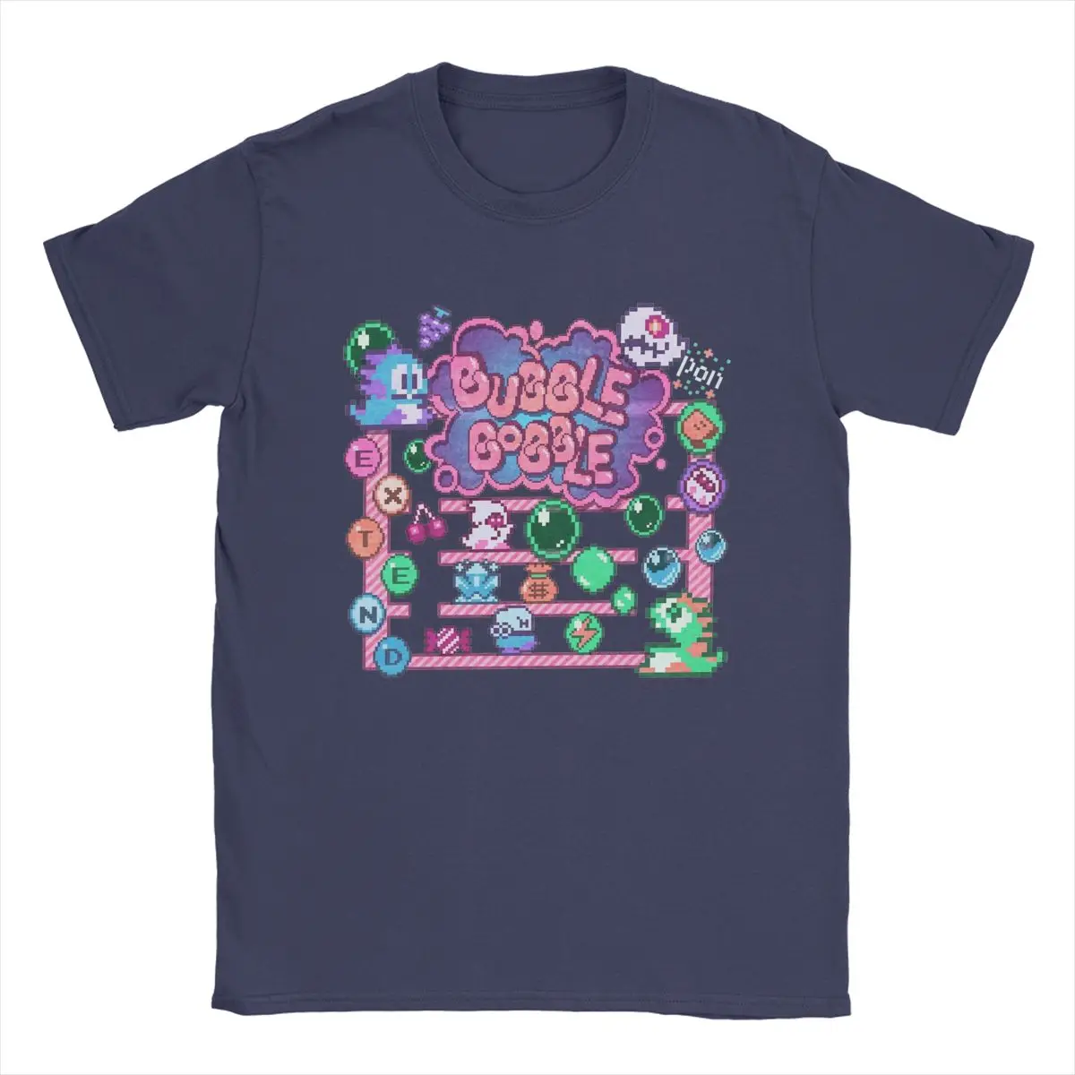 Bubble Bobble T Shirt for Men 100% Cotton Vintage T-Shirts O Neck Tees Short Sleeve Clothes Plus Size