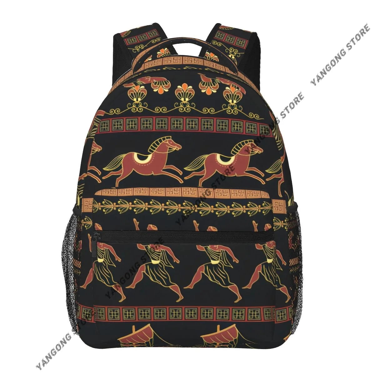 Ancient Greek Ships People Horses Traditional Ethnic For Teenagers Boys Student Bags Unisex Laptop backpack Travel Shoulder Bag
