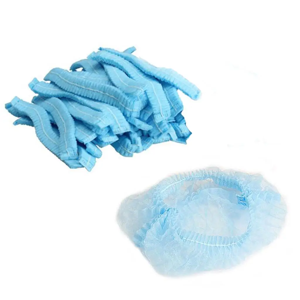 50pcs/pack Disposable Hair Caps Nets Tanning Catering Cap Non-woven Elastic Stretch Disposable Hair Cap