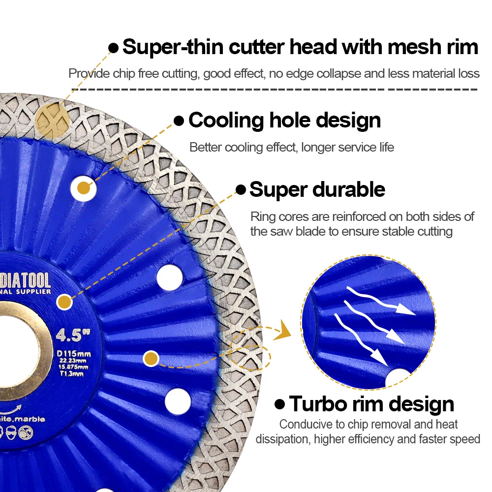 SHDIATOOL 180mm diamant pila čepel žula mramor řezací disk porcelán dlážděná keramika horké lisované úzký turbo koruna  7