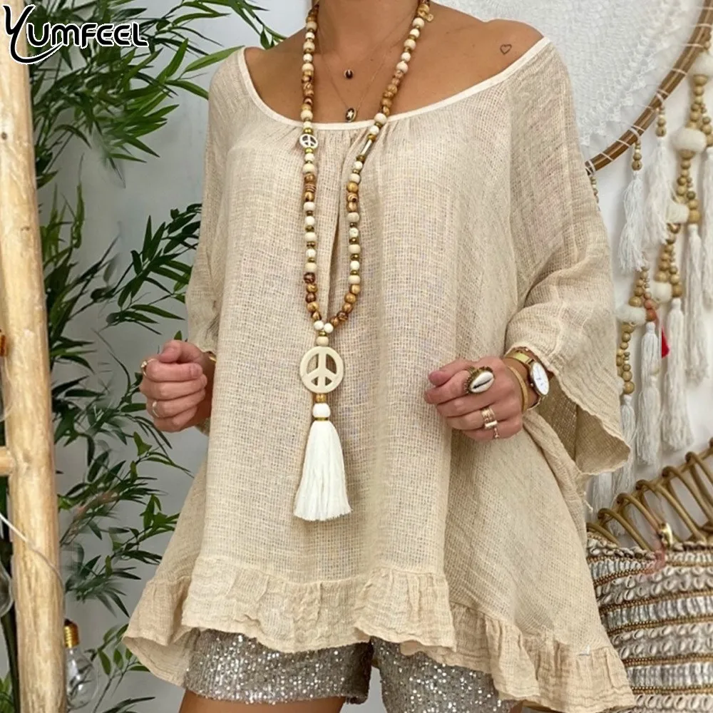 Yumfeel Tassel Long Necklace Handmade Wood Beads Stone Peaceful Pendant Women Summer Beach Dresses Necklaces