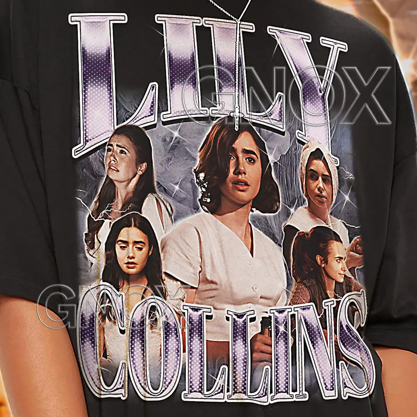 Vintage 90s Lily Collins Bootleg T shirt Retro Actress Casual Merch for Fans vintage Washed Comfortable Breathable graphic
