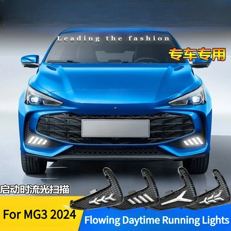 For MG MG3 2024 Car Led Daytime Running Lights Upgrade Front Fog Lights Modification Yellow Flowing Turn Signal Lamp Accessories detail image 2