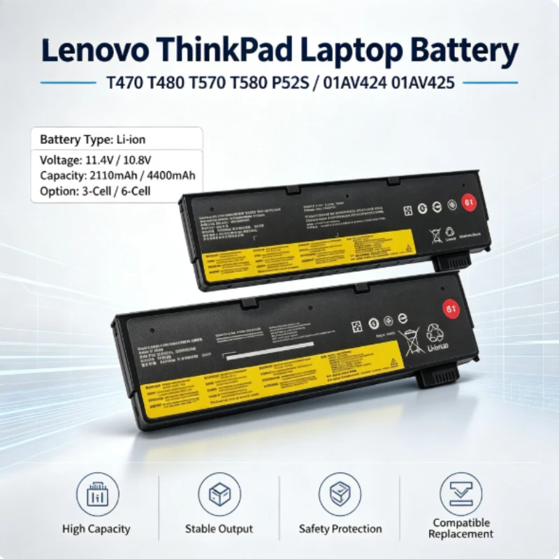 Compatible with Lenovo ThinkPad T470 T480 T570 T580 P52s 01AV424/5 High-Quality Laptop Battery