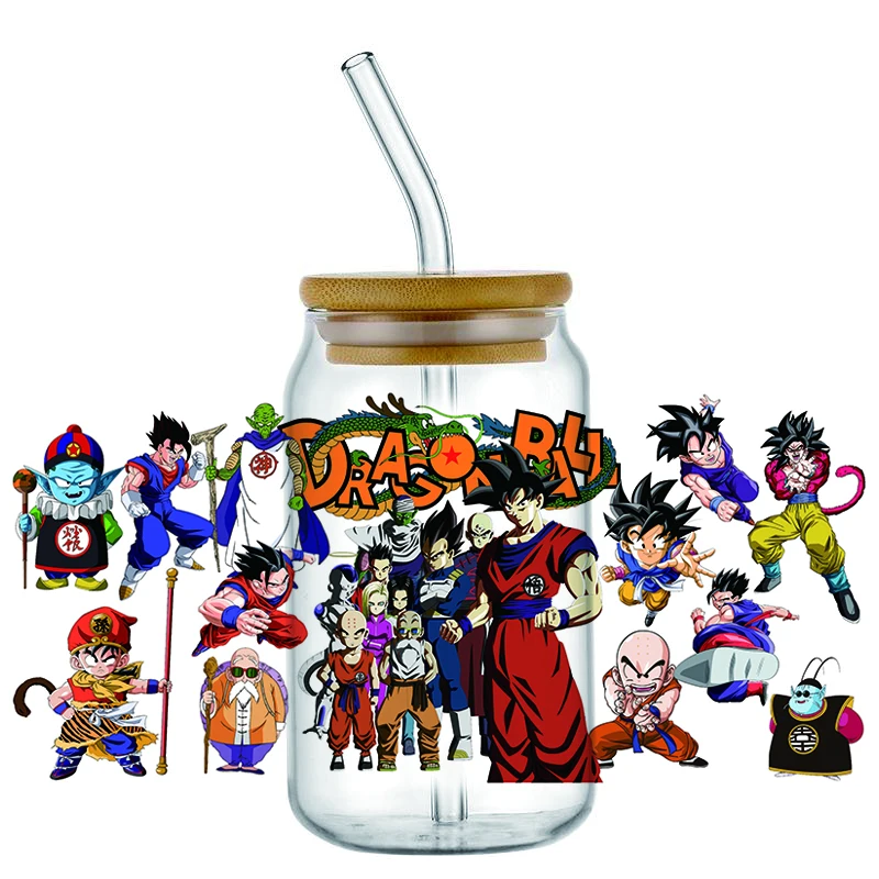 Minoso 3D New Design Dragon Ball UV DTF ANIME Decal Wrap For 16oz Libbey Glass Can Cup Coffee Wholesale Car Sticker