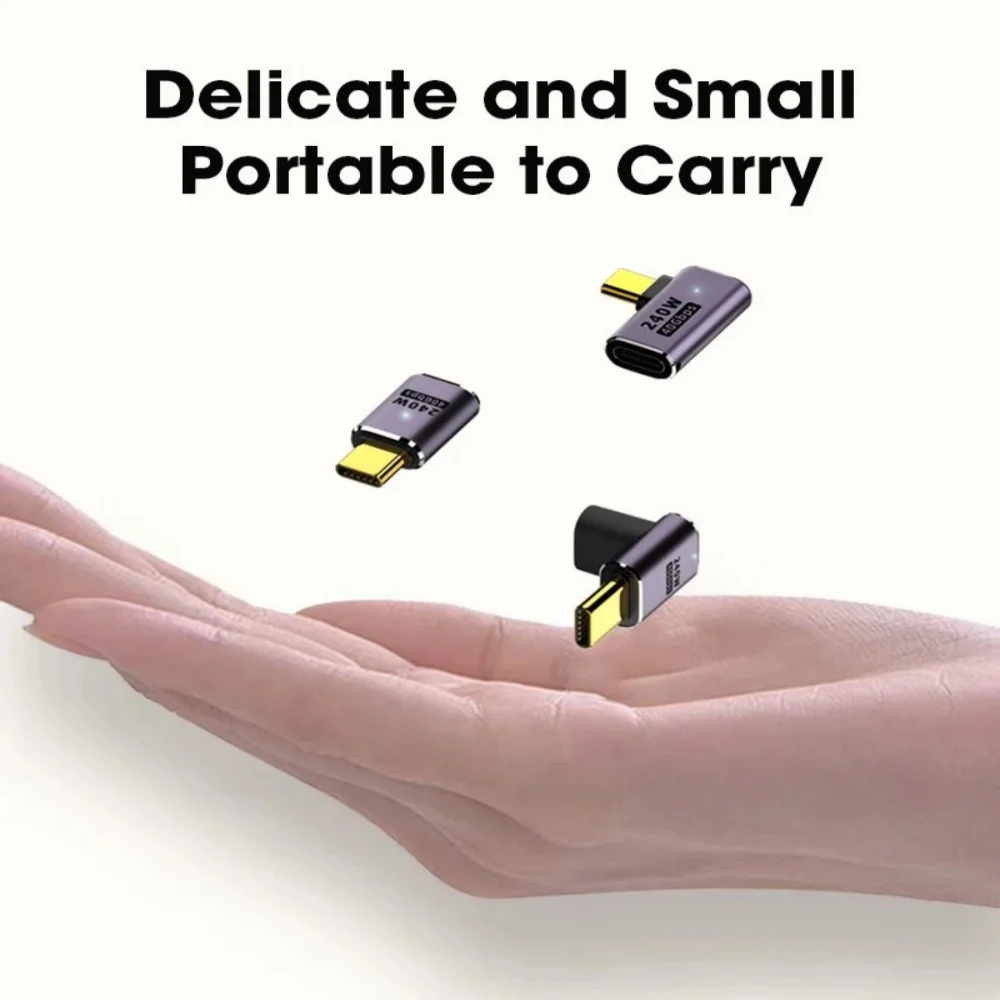 Mini USB4.0 Type-C OTG Adapter 40Gbps High Speed Data Converter Support 8K 60Hz 90/180 Degree Elbow Extension Fast Cable Adapter