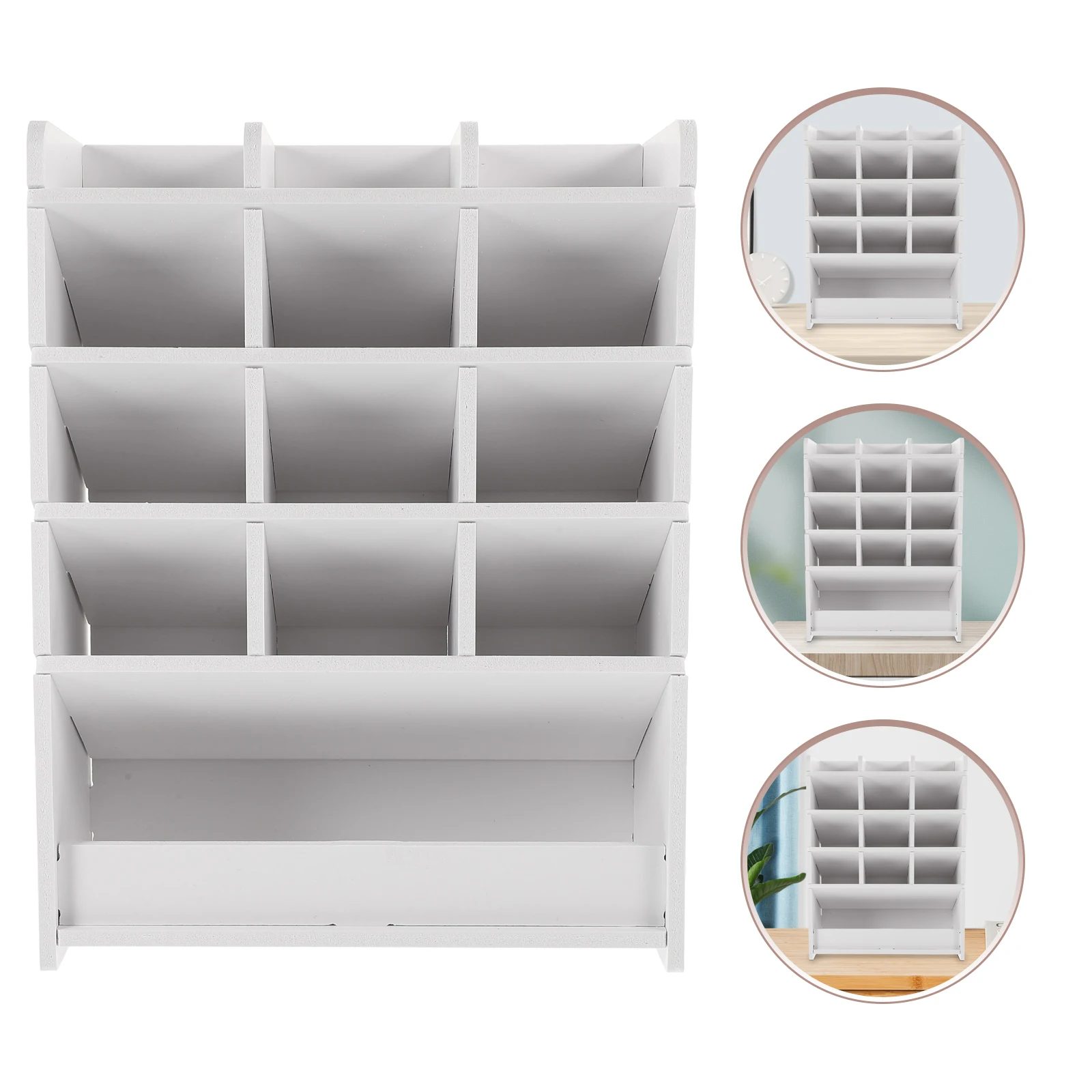 Boîte de rangement de bureau multifonctionnelle, support de rangement de grande capacité, compartiments en bois et plastique, porte-stylo de papeterie pour le bureau