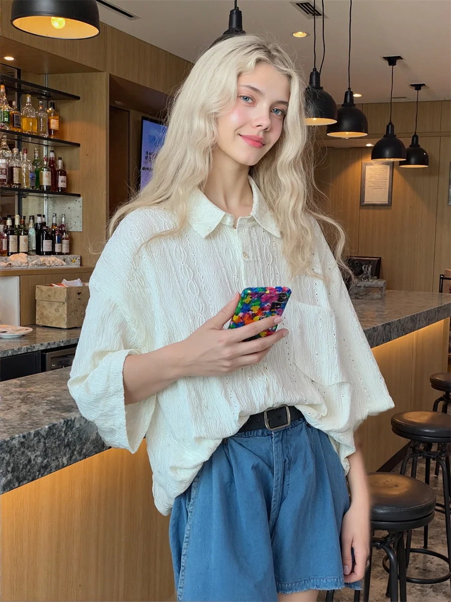 

Рубашки для женщин, однобортные, винтажная, корейская одежда, галстук-бабочка, с узлом спереди, в консервативном стиле, студенческий стиль, милый, милый, простой