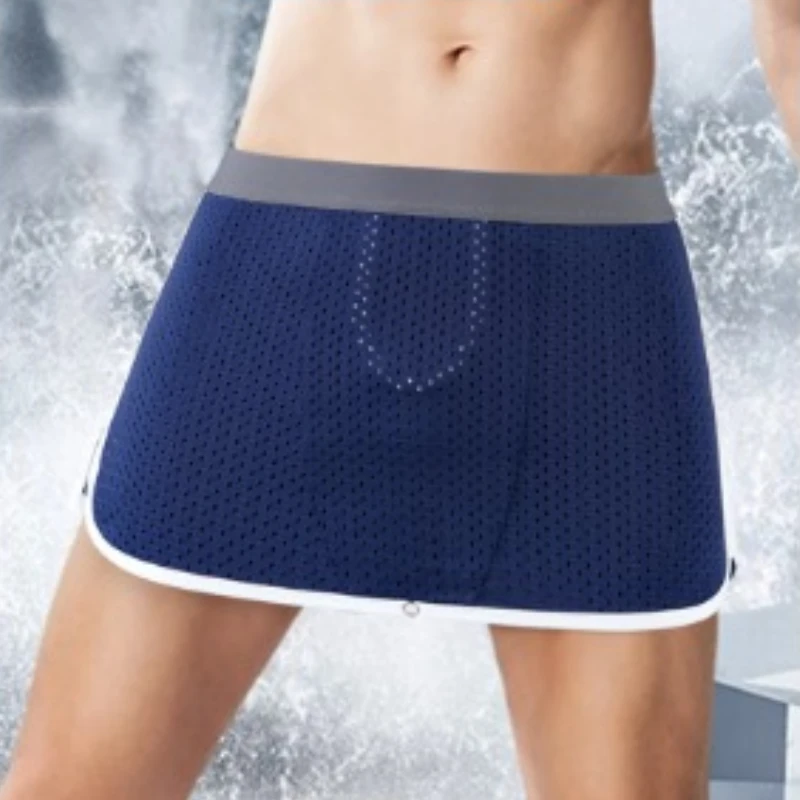 

Men Sexys Skirts Mesh U-shaped Underwear Arrow Pants Men's Boxers Shorts Panties Ice Silk Sleeping Briefs Breathable Lingerie