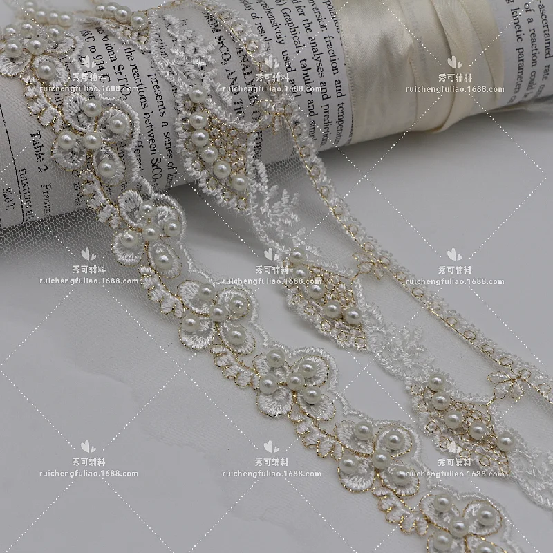 

Organza with Gold Thread and Beaded Lace Trim Ethnic Style Lace Trim Wholesale Clothing and Fashion Accessories Decoration