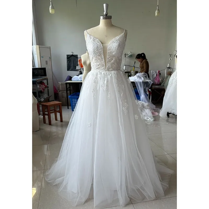 

Maria Novia Customized V Neck Sleeveless Boho Wedding Dresses 2025 For Women A Line Ivory Lace Bridal Gown Vestido De Noiva