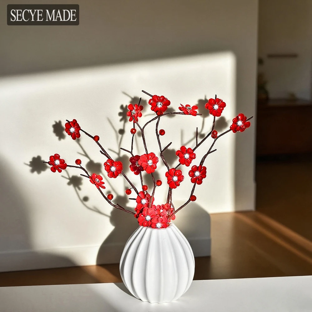 

1/4/7PCS Artificial Plum Blossom Room Decoration Housewarming Celebration Ornaments Simulated Flowers Bouquet New Year Gifts K18