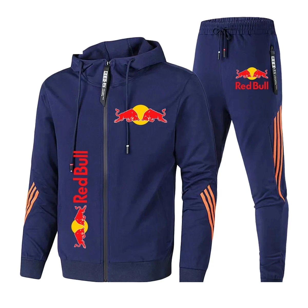 Conjunto de sudadera con capucha para hombre con Logo de Red Bull Racing, sudadera con cremallera y pantalones, conjunto de dos piezas, deportes extremos, conjunto deportivo Red Bull, primavera y otoño