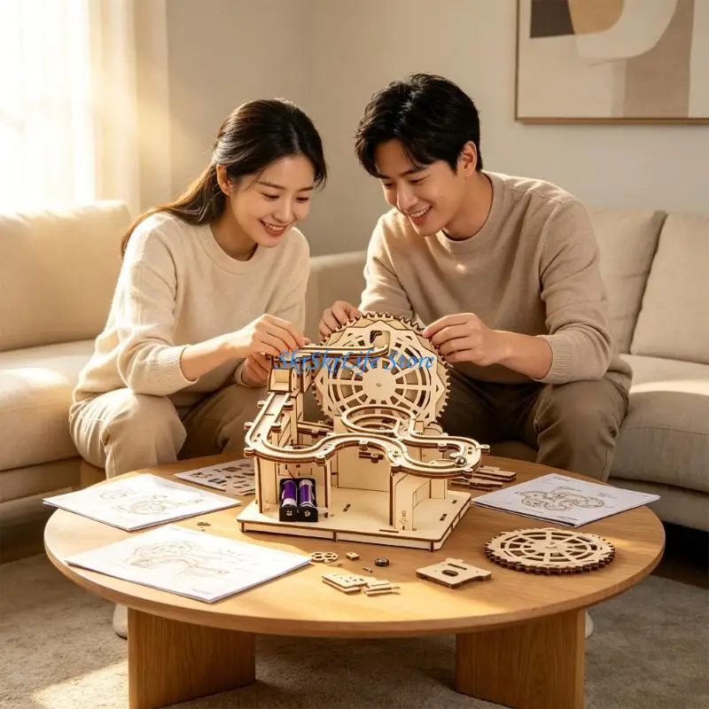E65E Educational Wooden Steel Ball Run Track Building Set Interactive Dynamic Energy Experiment For Student Hands on Learning