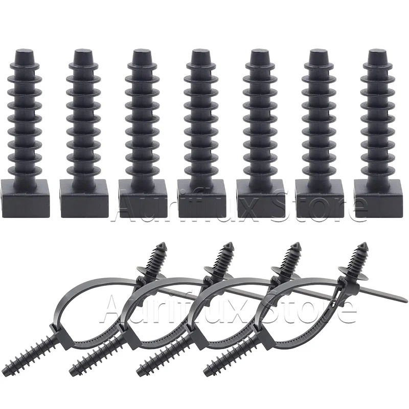  10 20 50PCS Black Cable Tie Masonry Screw Mounts, , Knock in Wall Mount Plug Base  Black Push Mount Cable Tie Fin Clips