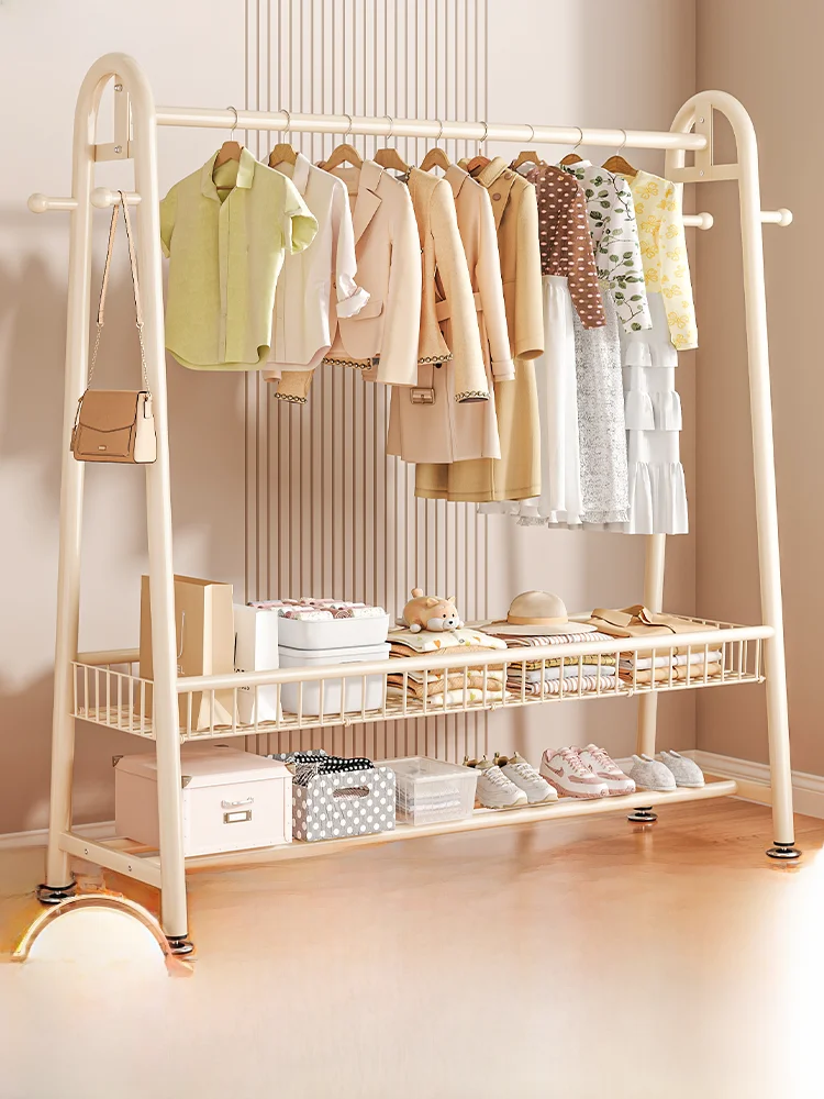 室内設置型二層式衣類ハンガーラック-シンプルデザイン炭素鋼製衣類乾燥ラック-高級スタイル-調整不可