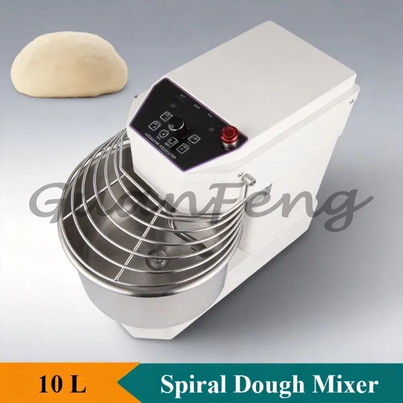 10L Spiral Dough Mixer, Touch Screen Commercial Flour Kneading Machine Easy Operation