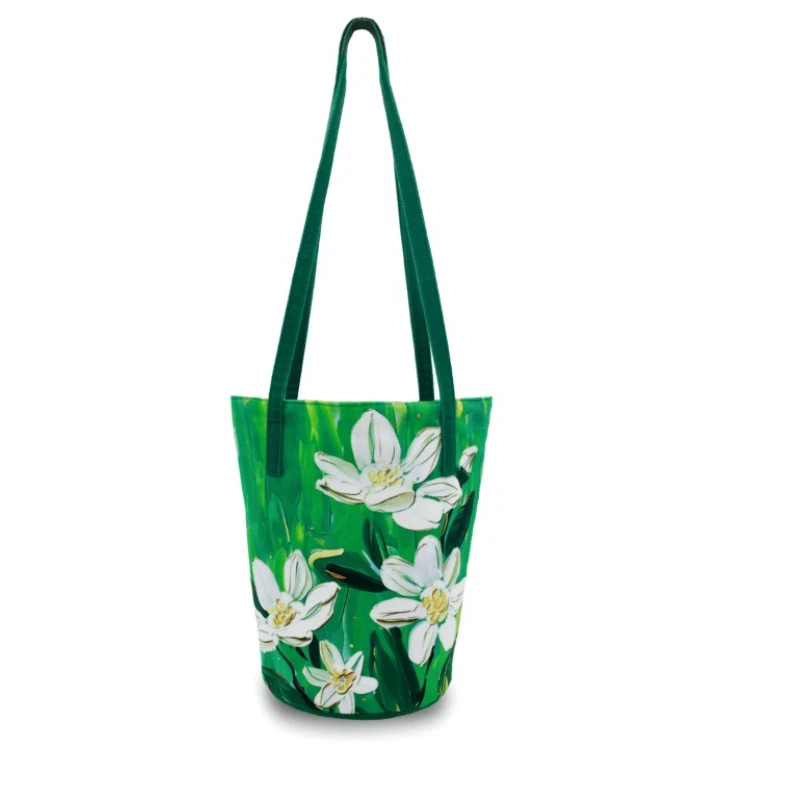 Bolsa de Ombro Grande Capacidade, Caixa de Presente, Pintura a Óleo, Fresca, Flores Multi Estilo, Pequena