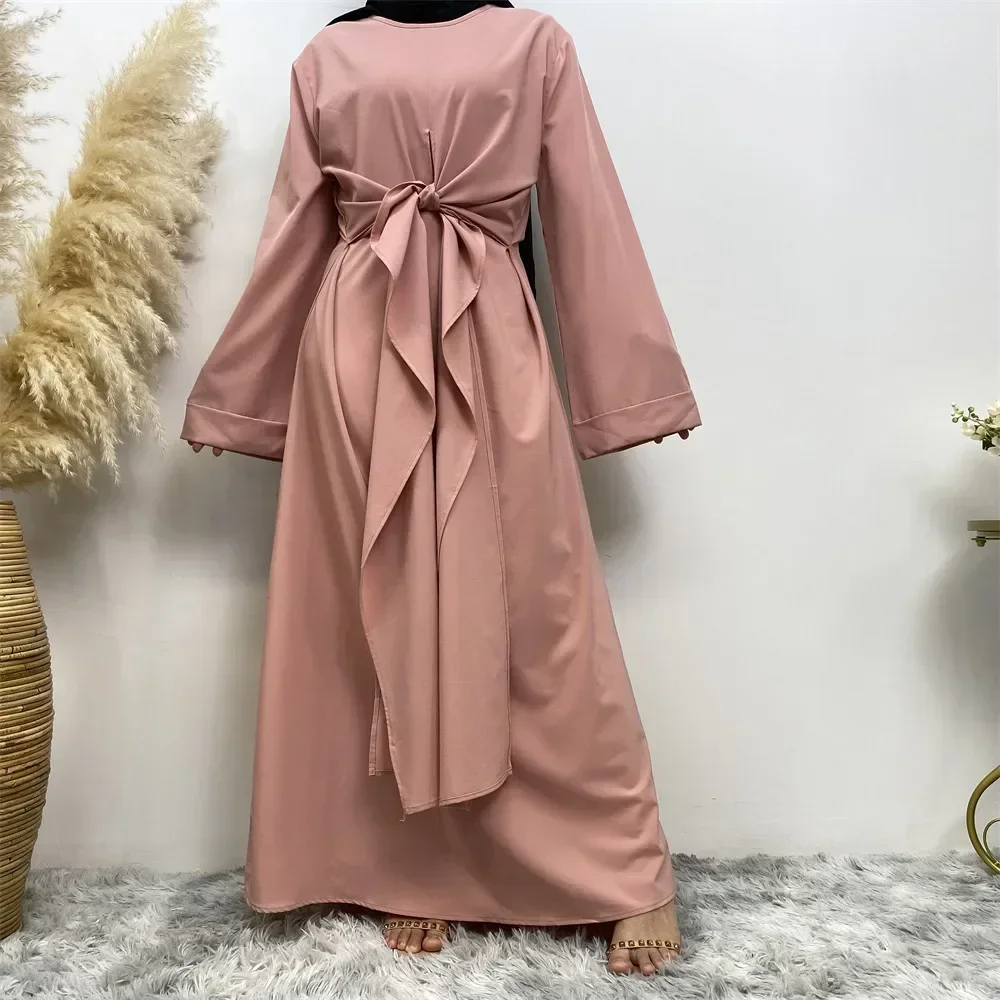

Casual Dubai Abaya Muslim Dress Long Dresses Women with Sashes Islam Clothing Abaya African Dresses for Women Musulman Djellaba