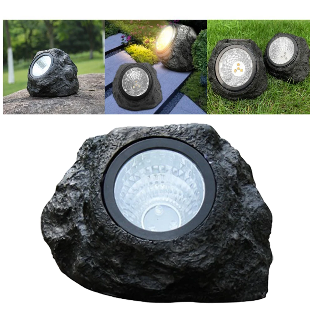 Lampes de Pelouse Solaires à LED Imitation Pierre, Étanches IP65, Projecteur pour Jardin, 150x110mm