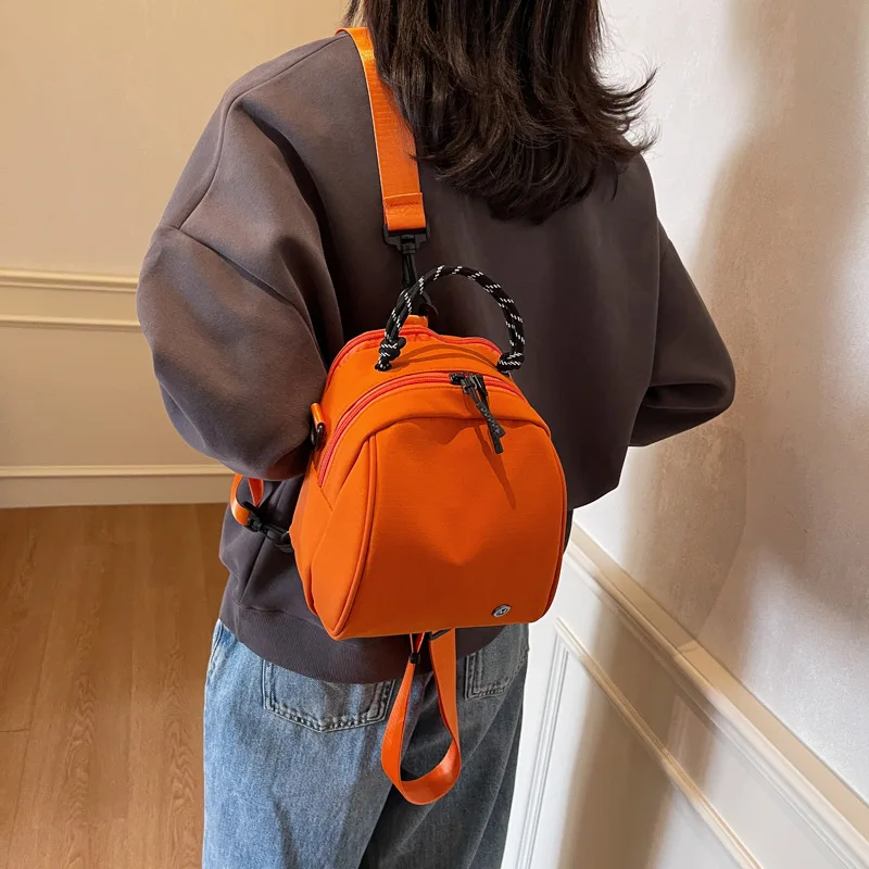 New nylon fabric multifunctional small backpack for women, niche handheld shell bag, casual shoulder crossbody bag