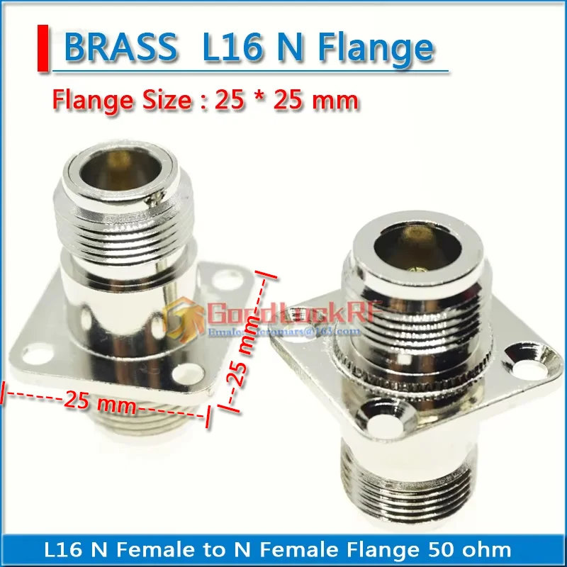 

Dual L16 N Female to N Female 4 hole Flange 25 * 25mm Straight Copper Brass RF Connector Adapter
