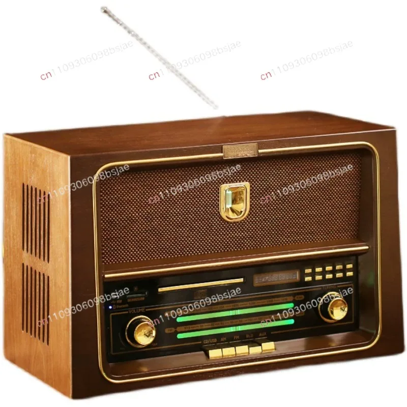 Online Hot Sale Portable Wireless Retro Audio Receiver Creative Wooden Vintage Remote Control Radio Speaker
